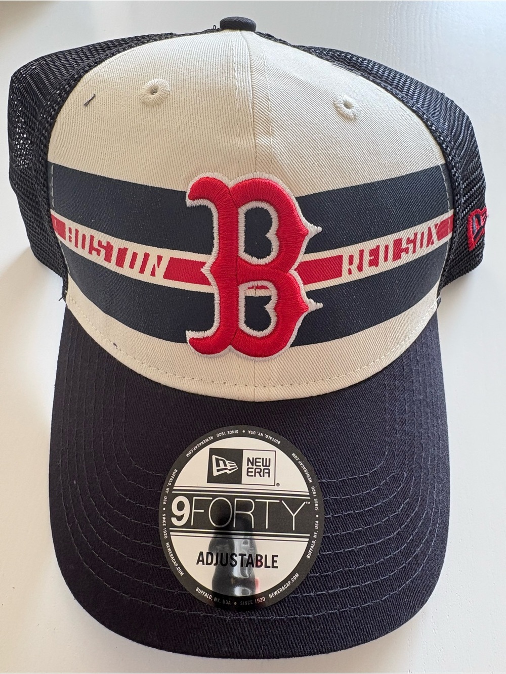 New Era Boston Red Sox Cap — Navy, Cream & Red Accents